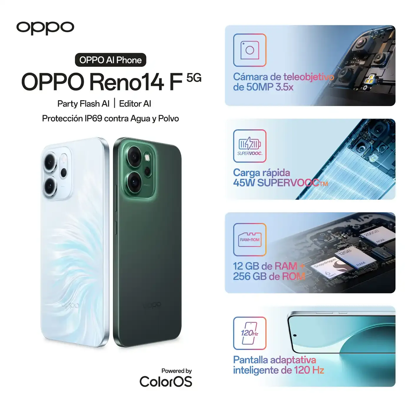 Celular OPPO Reno 14F 256GB 5G Azul + Parlante