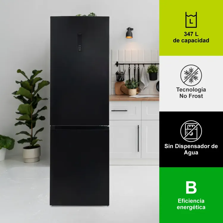 Nevera HACEB No Frost Congelador Inferior 347 Litros OTTAWA 382SEPD Negro