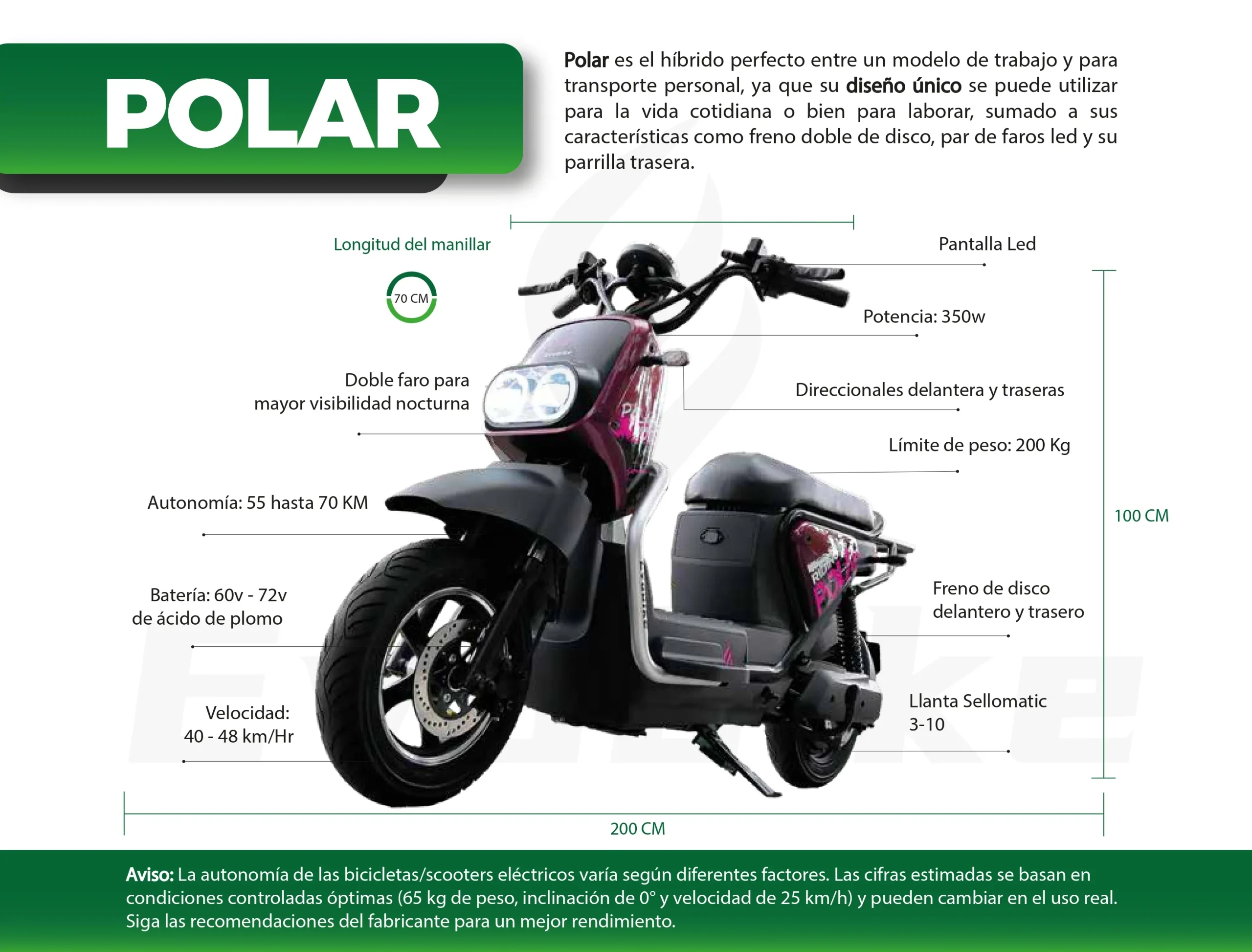 Bicicleta eléctrica Evobike Polar