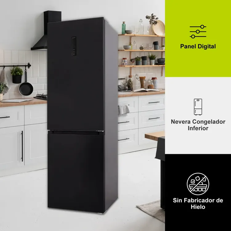 Nevera HACEB No Frost Congelador Inferior 347 Litros OTTAWA 382SEPD Negro