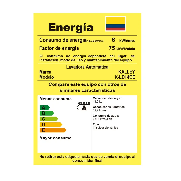 Lavadora KALLEY Carga Superior 14 Kilos K-LD14GE Gris
