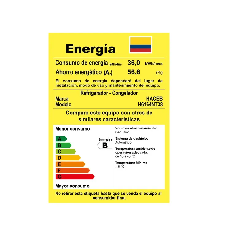 Nevera HACEB No Frost Congelador Inferior 347 Litros OTTAWA 382SEPD Negro